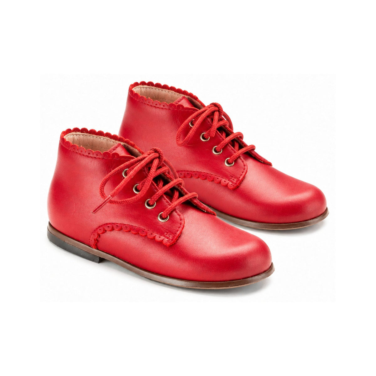 Red Leather Toddler Lace High Shoe