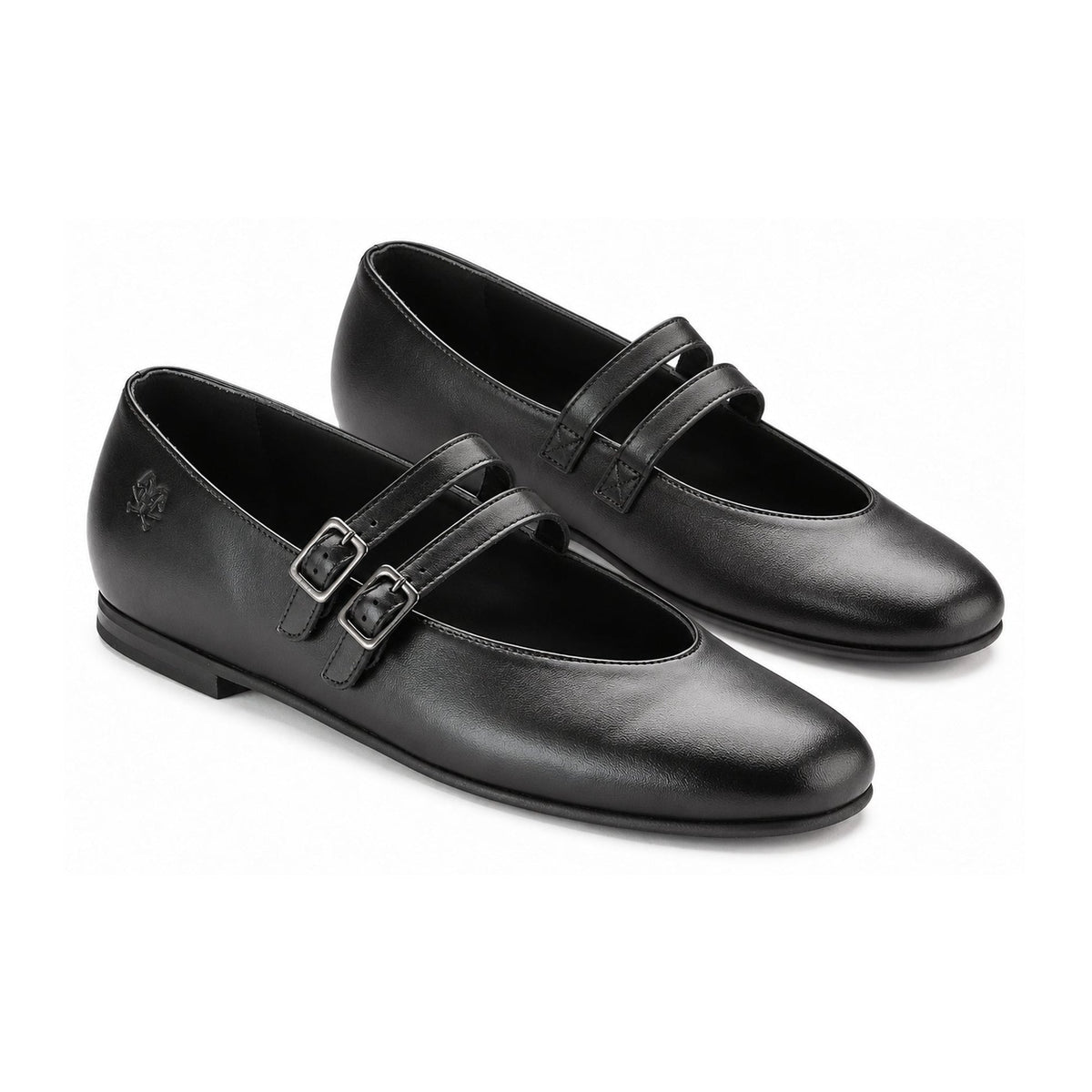Black Leather Teen Mary Jane Flats