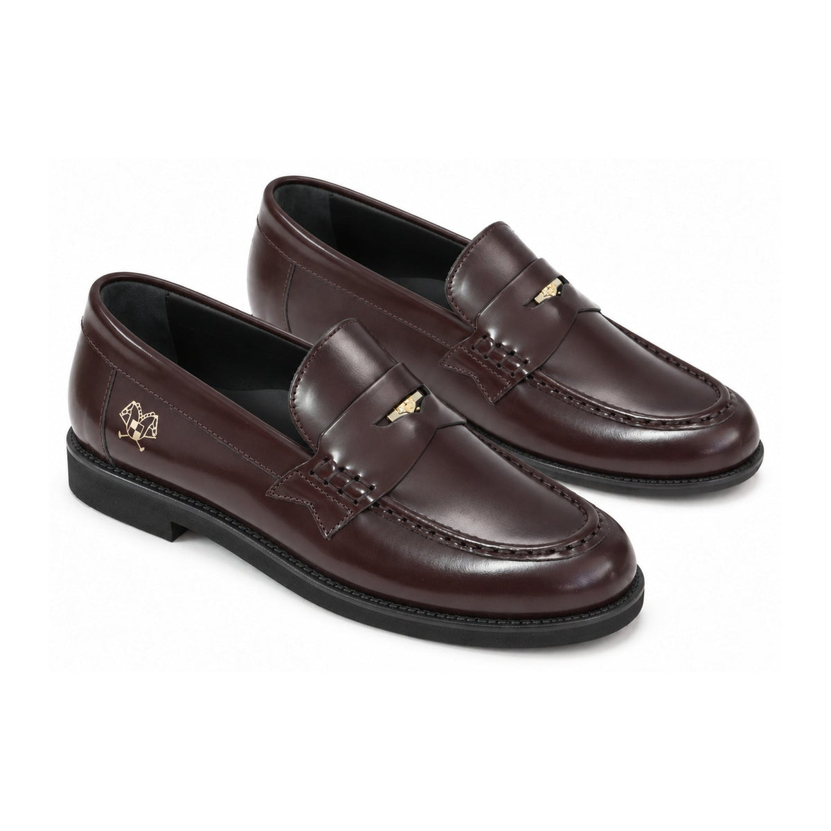 Bordo Polished Leather Girls Dress Loafer