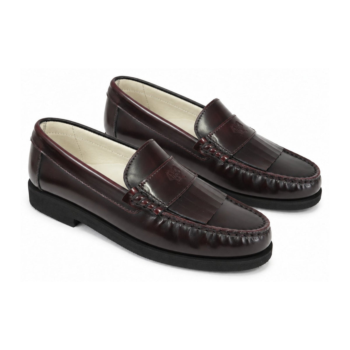 Bordo Polished Leather Girls Tassle Loafer