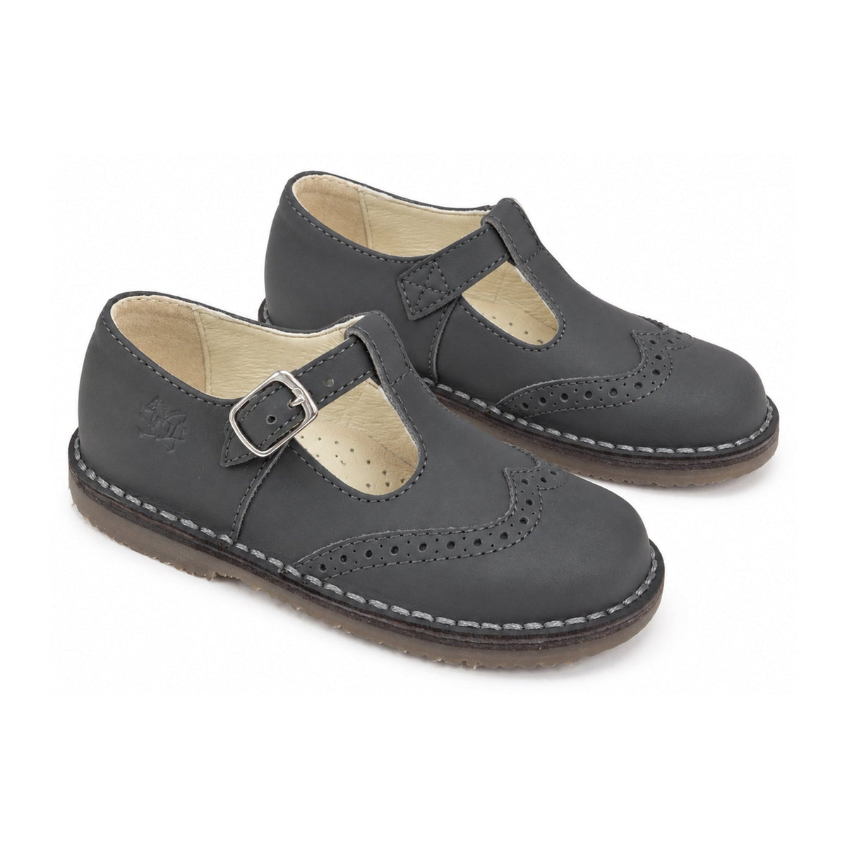 Gray Sahara Boys T Strap Wingtip